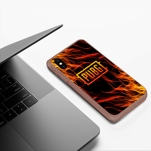 Чехол iPhone XS Max матовый PUBG / 3D-Коричневый – фото 3