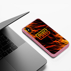 Чехол iPhone XS Max матовый PUBG, цвет: 3D-малиновый — фото 2