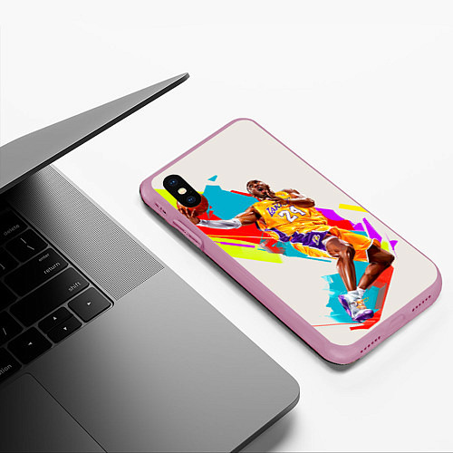 Чехол iPhone XS Max матовый Kobe Bryant / 3D-Розовый – фото 3