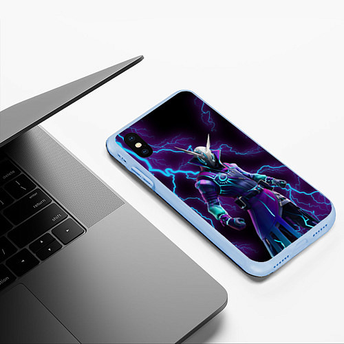 Чехол iPhone XS Max матовый FORTNITE / 3D-Голубой – фото 3