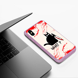 Чехол iPhone XS Max матовый What cat, цвет: 3D-сиреневый — фото 2