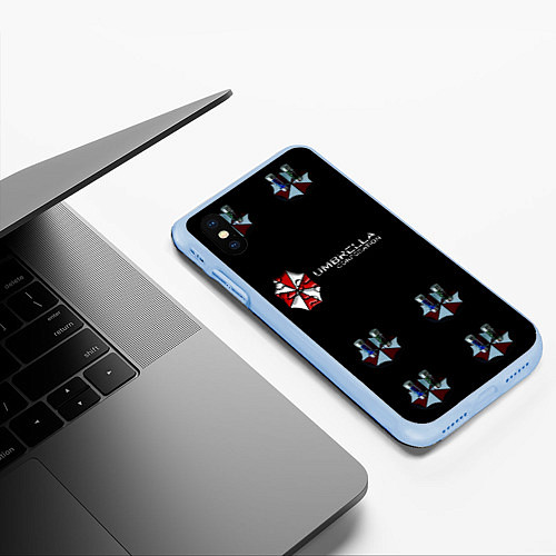 Чехол iPhone XS Max матовый Umbrella Corporation / 3D-Голубой – фото 3