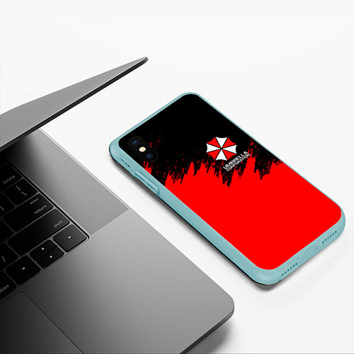 Чехол iPhone XS Max матовый UMBRELLA CORP / 3D-Мятный – фото 3