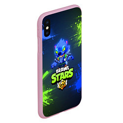 Чехол iPhone XS Max матовый Brawl Stars Werewolf Leon, цвет: 3D-розовый — фото 2