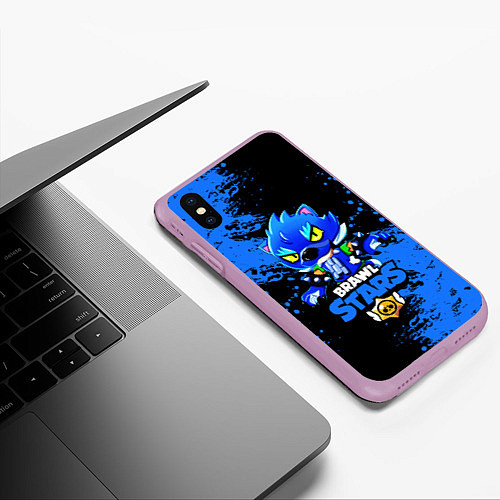 Чехол iPhone XS Max матовый Brawl Stars Leon / 3D-Сиреневый – фото 3