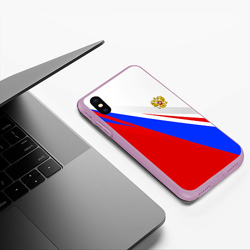 Чехол iPhone XS Max матовый Россия / 3D-Сиреневый – фото 3