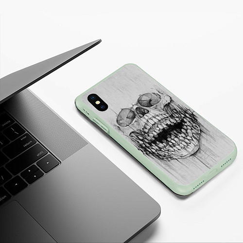 Чехол iPhone XS Max матовый Dentist skull / 3D-Салатовый – фото 3