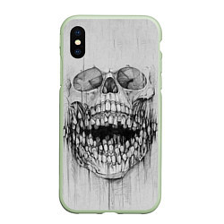Чехол iPhone XS Max матовый Dentist skull, цвет: 3D-салатовый