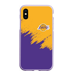 Чехол iPhone XS Max матовый LA LAKERS, цвет: 3D-светло-сиреневый