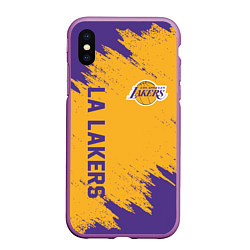 Чехол iPhone XS Max матовый LA LAKERS, цвет: 3D-фиолетовый