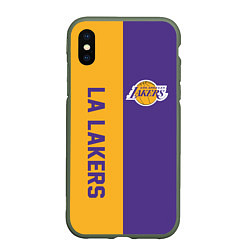 Чехол iPhone XS Max матовый LA LAKERS, цвет: 3D-темно-зеленый