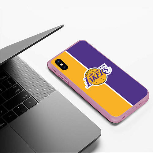 Чехол iPhone XS Max матовый LA LAKERS / 3D-Розовый – фото 3