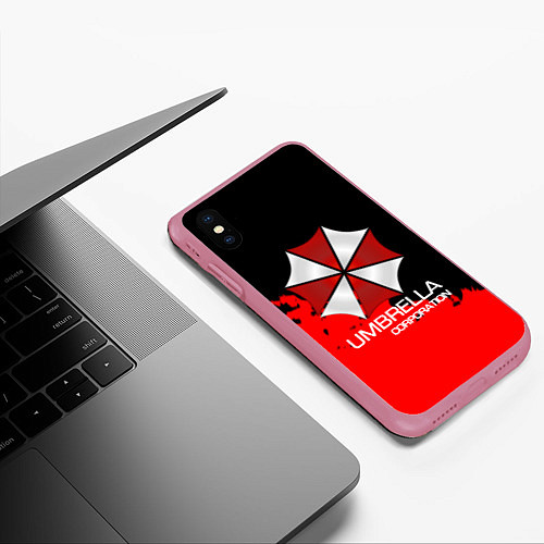 Чехол iPhone XS Max матовый UMBRELLA CORP / 3D-Малиновый – фото 3