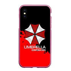 Чехол iPhone XS Max матовый UMBRELLA CORP, цвет: 3D-малиновый