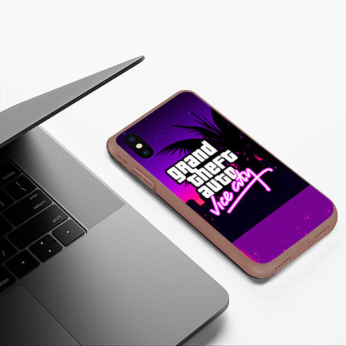 Чехол iPhone XS Max матовый GTA:VICE CITY / 3D-Коричневый – фото 3