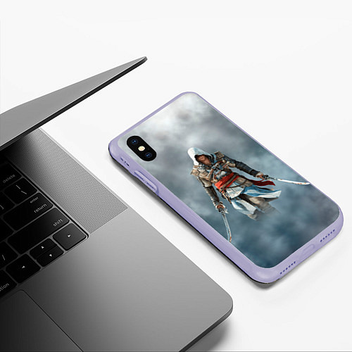 Чехол iPhone XS Max матовый ASSASSIN'S CREED / 3D-Светло-сиреневый – фото 3