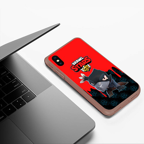 Чехол iPhone XS Max матовый BRAWL STARS CROW / 3D-Коричневый – фото 3