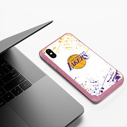 Чехол iPhone XS Max матовый LA LAKERS, цвет: 3D-малиновый — фото 2