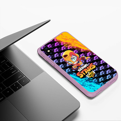 Чехол iPhone XS Max матовый BRAWL STARS MAX / 3D-Сиреневый – фото 3