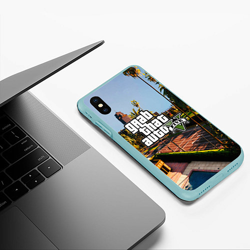 Чехол iPhone XS Max матовый GTA 5 / 3D-Мятный – фото 3