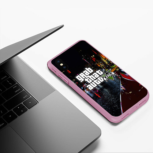 Чехол iPhone XS Max матовый Grand Theft Auto V / 3D-Розовый – фото 3