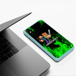 Чехол iPhone XS Max матовый MINECRAFT, цвет: 3D-мятный — фото 2