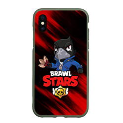 Чехол iPhone XS Max матовый BRAWL STARS, цвет: 3D-темно-зеленый