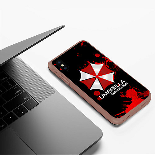 Чехол iPhone XS Max матовый UMBRELLA CORP / 3D-Коричневый – фото 3