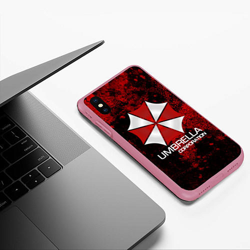 Чехол iPhone XS Max матовый UMBRELLA CORP / 3D-Малиновый – фото 3