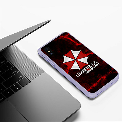 Чехол iPhone XS Max матовый UMBRELLA CORP / 3D-Светло-сиреневый – фото 3