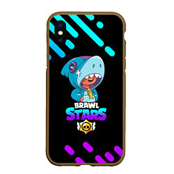 Чехол iPhone XS Max матовый BRAWL STARS LEON, цвет: 3D-коричневый