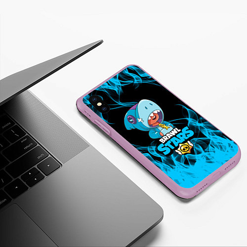 Чехол iPhone XS Max матовый BRAWL STARS LEON / 3D-Сиреневый – фото 3