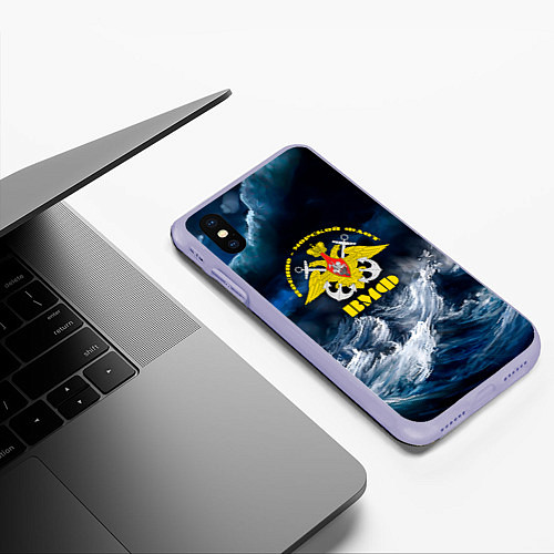 Чехол iPhone XS Max матовый Военно-морской флот / 3D-Светло-сиреневый – фото 3