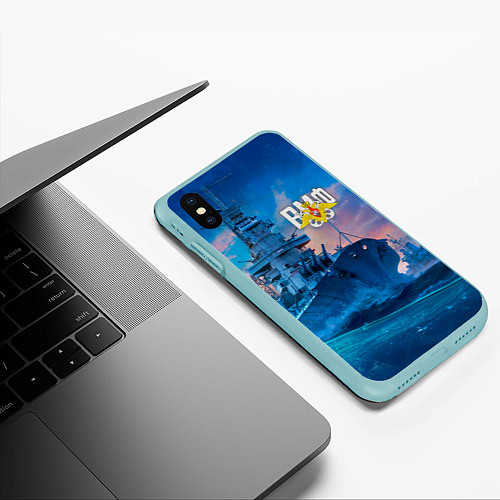 Чехол iPhone XS Max матовый ВМФ / 3D-Мятный – фото 3