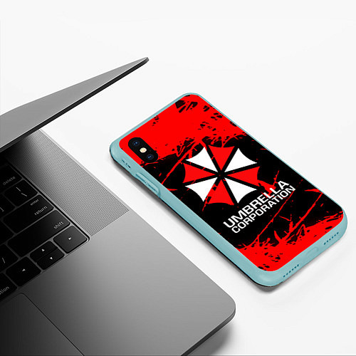 Чехол iPhone XS Max матовый UMBRELLA CORPORATION / 3D-Мятный – фото 3