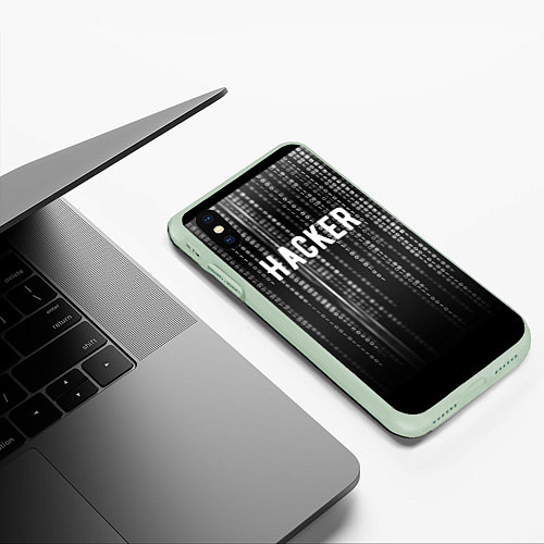 Чехол iPhone XS Max матовый Hacker / 3D-Салатовый – фото 3