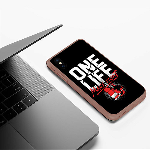 Чехол iPhone XS Max матовый One Life Many Fight / 3D-Коричневый – фото 3