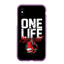 Чехол iPhone XS Max матовый One Life Many Fight, цвет: 3D-фиолетовый