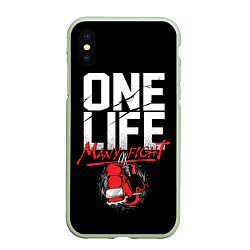 Чехол iPhone XS Max матовый One Life Many Fight, цвет: 3D-салатовый