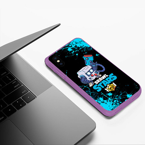 Чехол iPhone XS Max матовый BRAWL STARS 8-BIT / 3D-Фиолетовый – фото 3