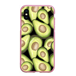 Чехол iPhone XS Max матовый Avocado background, цвет: 3D-розовый