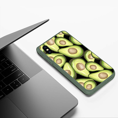 Чехол iPhone XS Max матовый Avocado background / 3D-Темно-зеленый – фото 3