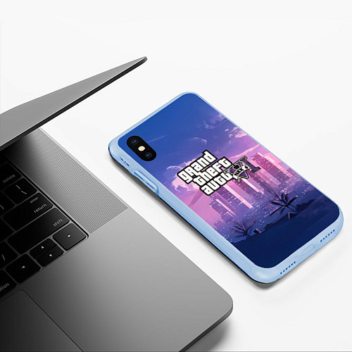 Чехол iPhone XS Max матовый GTA VI / 3D-Голубой – фото 3