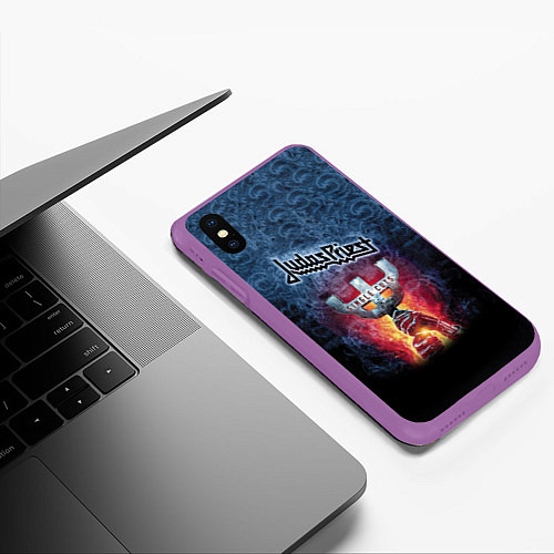 Чехол iPhone XS Max матовый Judas priest / 3D-Фиолетовый – фото 3