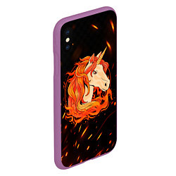 Чехол iPhone XS Max матовый Огненный единорог, цвет: 3D-фиолетовый — фото 2