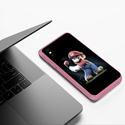 Чехол iPhone XS Max матовый Марио, цвет: 3D-малиновый — фото 2