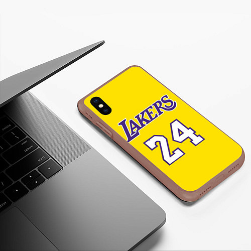 Чехол iPhone XS Max матовый Kobe Bryant 24 / 3D-Коричневый – фото 3