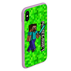 Чехол iPhone XS Max матовый MINECRAFT, цвет: 3D-сиреневый — фото 2