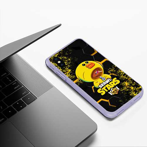 Чехол iPhone XS Max матовый Brawl Stars SALLY LEON / 3D-Светло-сиреневый – фото 3