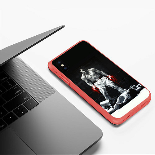 Чехол iPhone XS Max матовый Muhammad Ali / 3D-Красный – фото 3